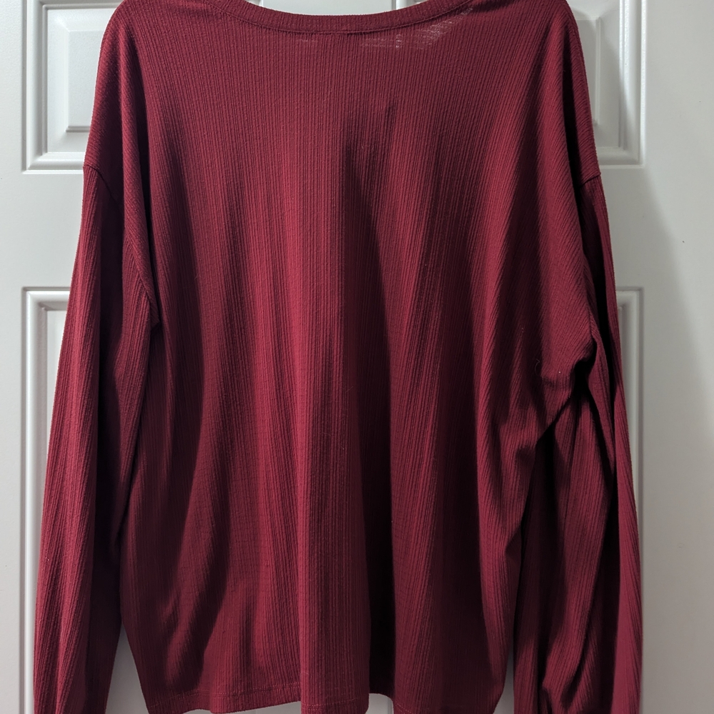 Torrid Women's Ribbed Burgundy Top - Picture 3 of 8